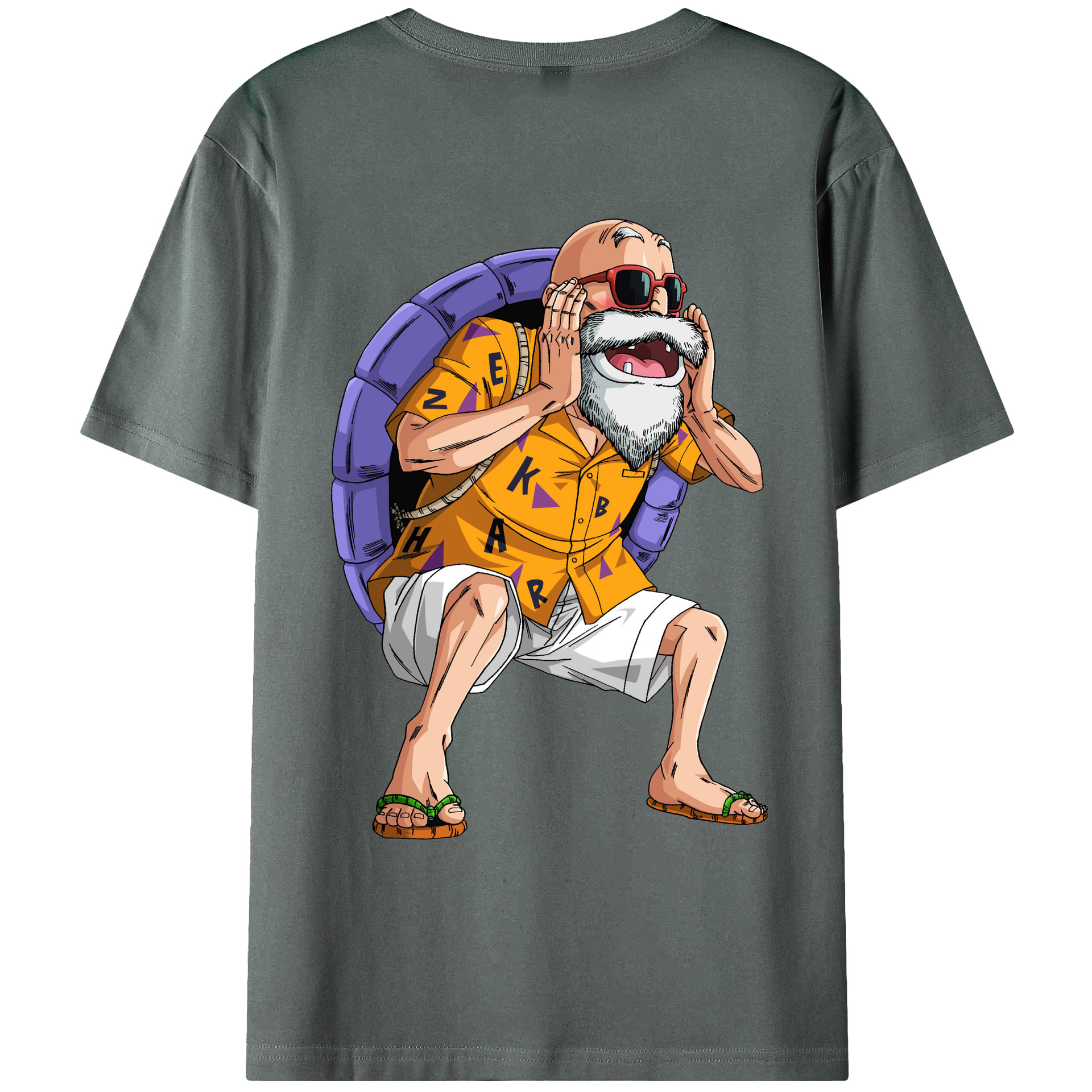 （画像用） ドラゴンボール 亀仙人（かめせんにん） DRAGON BALL Master Roshi Kame Sennin 綿100％ メンズ半袖Tシャツ（バックプリント） 通気性